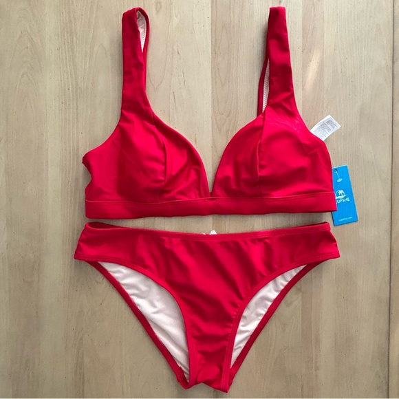 Cupshe Other - CUPSHE BATHING SUIT. Two Piece Red Bikini. Top is Sz Medium. Bottom is Sz Small